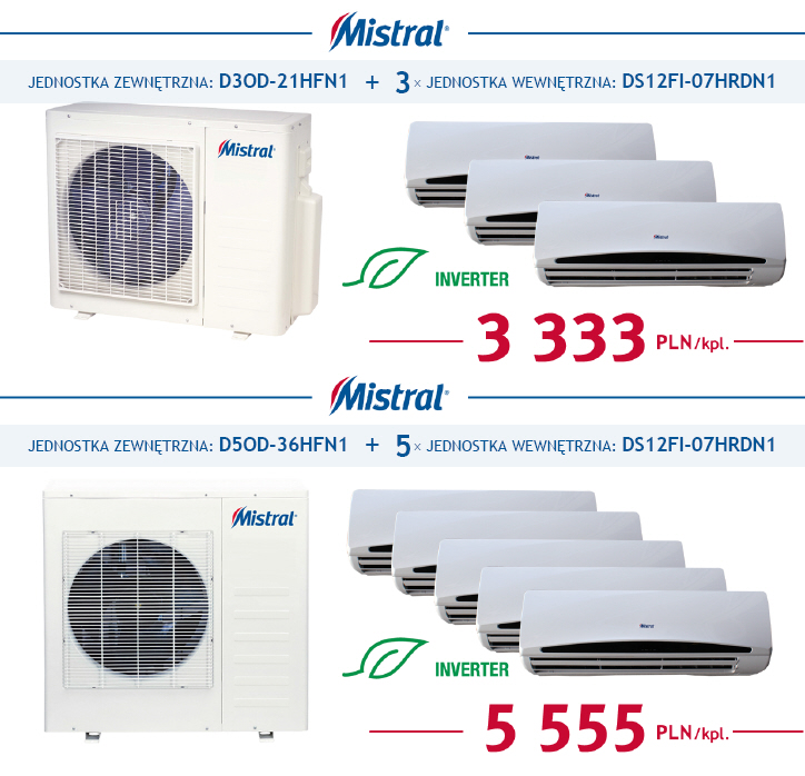 Klimatyzatory Multi DC Inverter MISTRAL w promocyjnych cenach