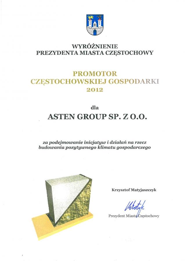 Asten Group - Promotor Częstochowskiej Gospodarki