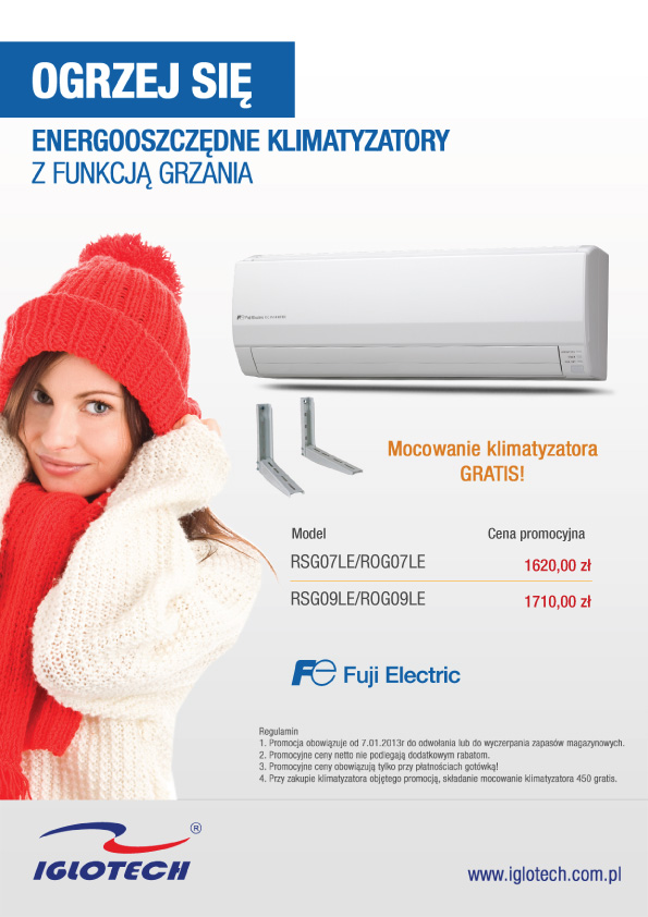 Klimatyzatory z funkcją grzania taniej! - promocja klimatyztaorów Fuji Electric