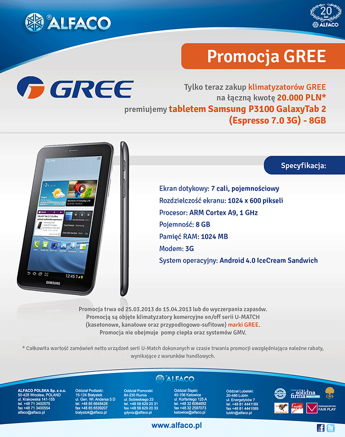 Tablet Samsung za zakupy Gree